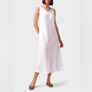 VIVID Linen Bias Cut Sleeveless Long Dress – Creamy White – Size 3X